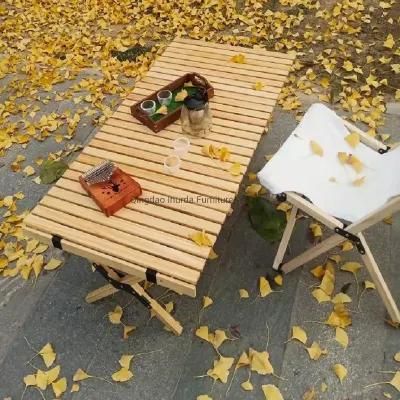 Outdoor Camping Picnic Garden Barbecue Handy Folding Table Solid Wood Furniture
