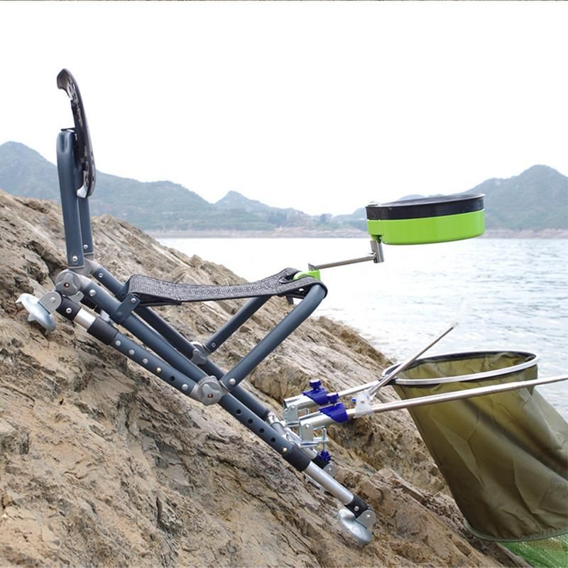 Outdoor Multi-Functional Folding Fishing Chair Backrest Adjustable Aluminum Alloy Fishing Chair with Storage Bag Convenient to Carry Wyz19086