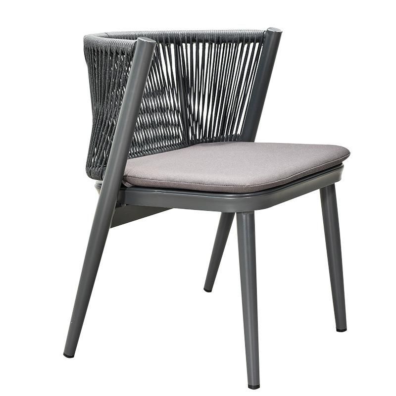 Foshan Manufacturer Source Factory Stackable Modern Commercial Restaurant Aluminum Outdoor Rope Dining Chair