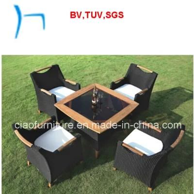 F- Outdoor Patio Garden Wicker Furniture Rattan Teakwood Table (27002gp+27002AC)