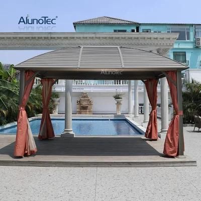 Alunotec Hight Quality Curved Hardtop Polycarbonate Roof Cover Patio Canopies Gazebo