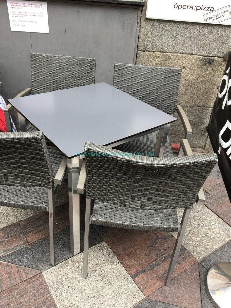 Patio Garden Aluminium Leisure Rattan with Plastic Wood Arm Chair Modern Furniture