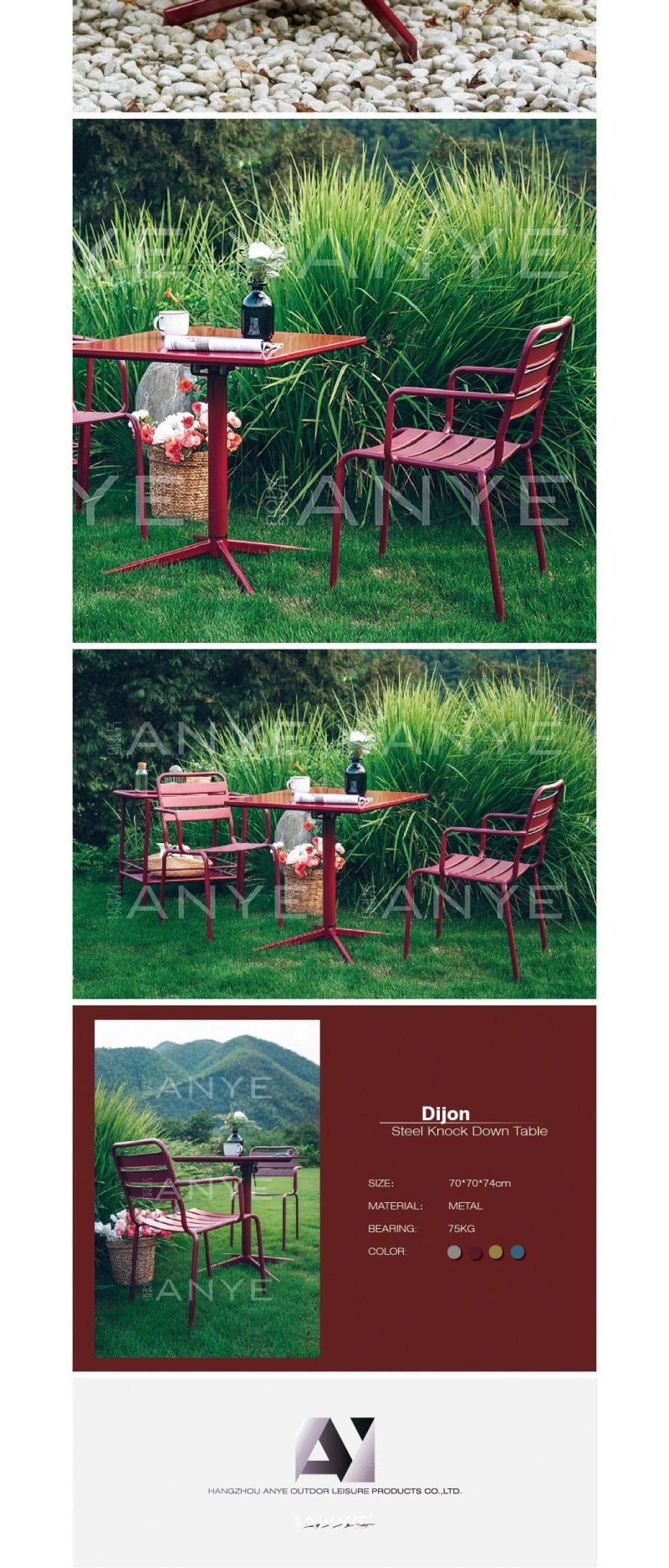 Modern Furniture Steel Outdoor Backyard Casual Square Coffee Table Mini Bar Table