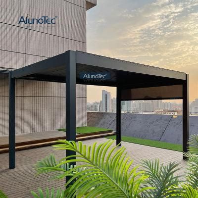 AlunoTec Motorized Arch Gazebo Sunshade Waterproof Awning Louver Roof Shelter