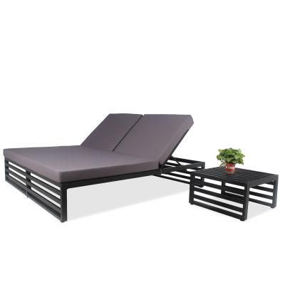 Outdoor Aluminium Double Seater Chaise Lounger Water Resistant UV Resistant Patio Lounger