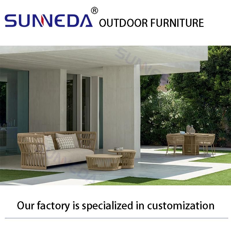 Aluminium Frame with Rope Cover Soft Cushion Garden Beach Patio Outdoor Sofa Set