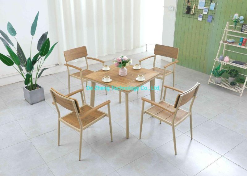 New Garden Sets Factory Sale Teak Polyeood Aluminum Bamboo Dining Stacking Chairs and Table Patio Outdoor Furniture