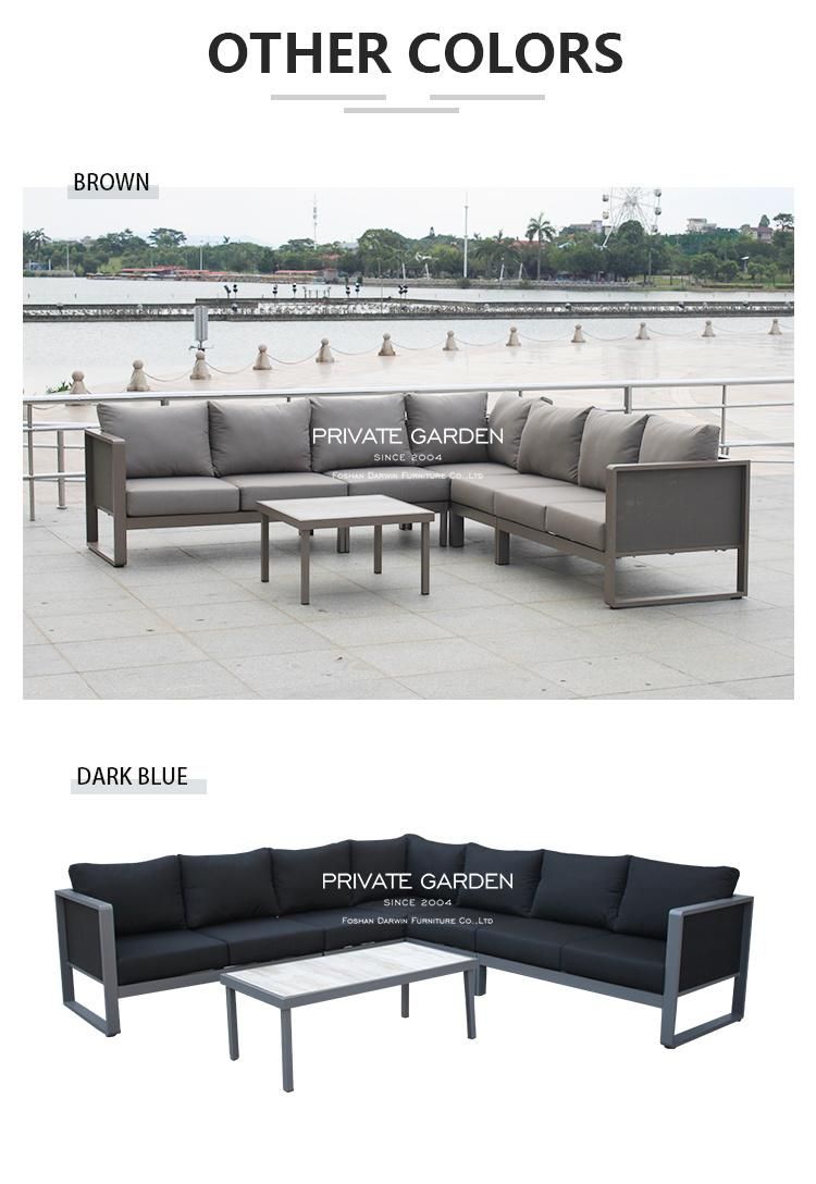 Outdoor Furniture Modern Powder Coating Aluminum Frame Sofa Set with Table Coffee Garden Furniture