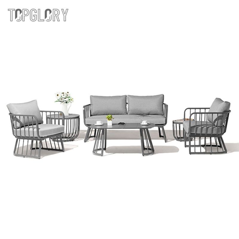 Wholesale Modern Outdoor Aluminum Frame Fabric Cushion Sofa Set