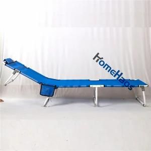 Leisure Beach Sunbed Lounge Day Bed Metal Folding Round Sun Bed