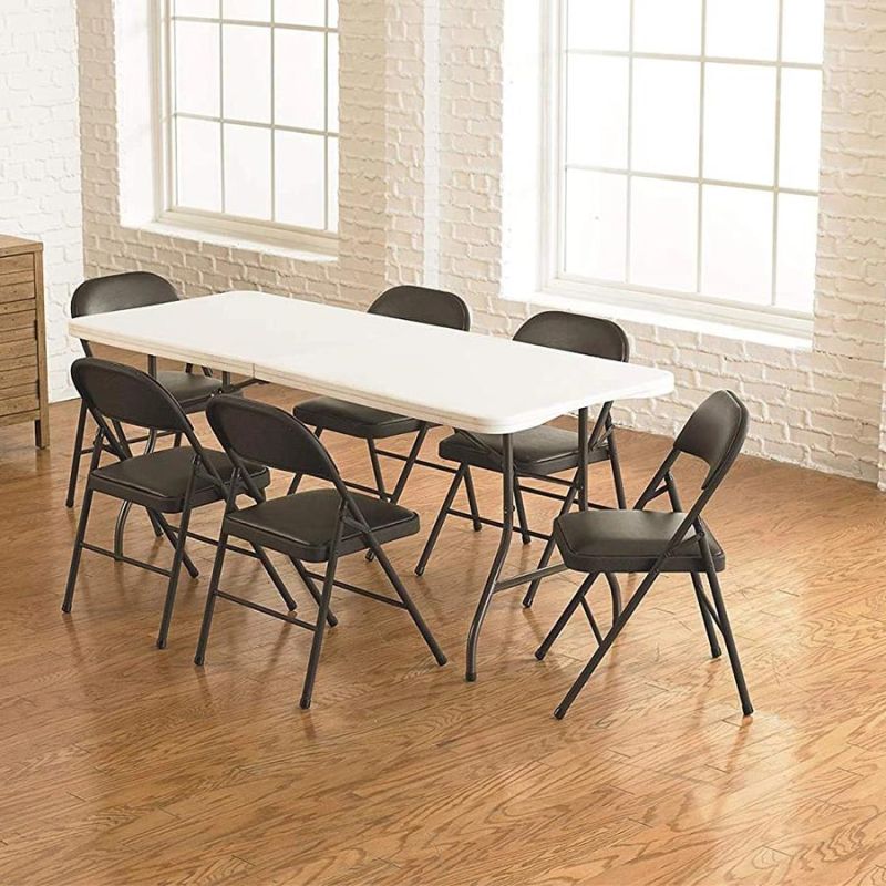 Modern Design Stackable Black Metal Banquet Folding Chairs with Cushion Seat