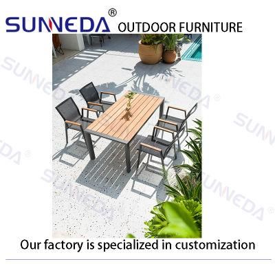 Modern Leisure Outdoor Garden Chair Balcony Plastic Wood Table and Chair Dining Furniture