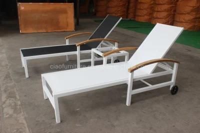 Garden Single Textiline Chaise Sun Lounger Outdoor Furniture with Table