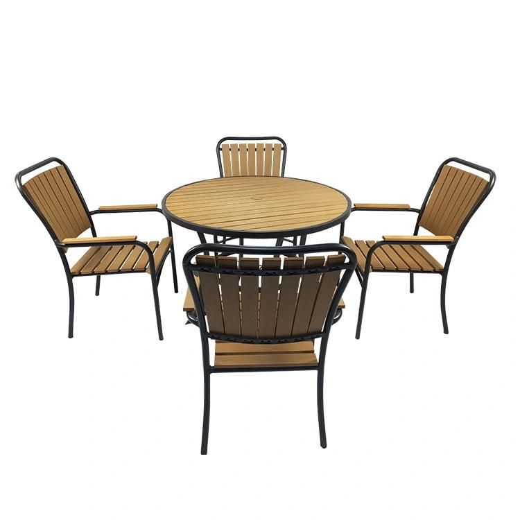 Restaurant Furniture Outdoor Table Plastic Wood Garden Bistro Chair Set