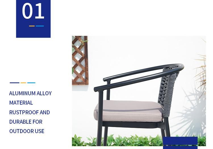 Vangaden Commercial Outdoor Garden Aluminum Rope Bar Chair
