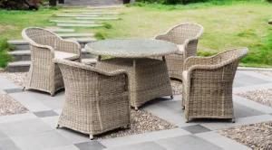 5PCS Dining Set Garden Rattan Wicker Chair Table Outdoor Furniture