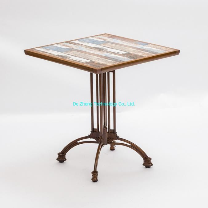 Garden Outdoor Furniture Luxury Ceramic Cast Aluminum Roman Base Restaurant Bistro Table Furniture