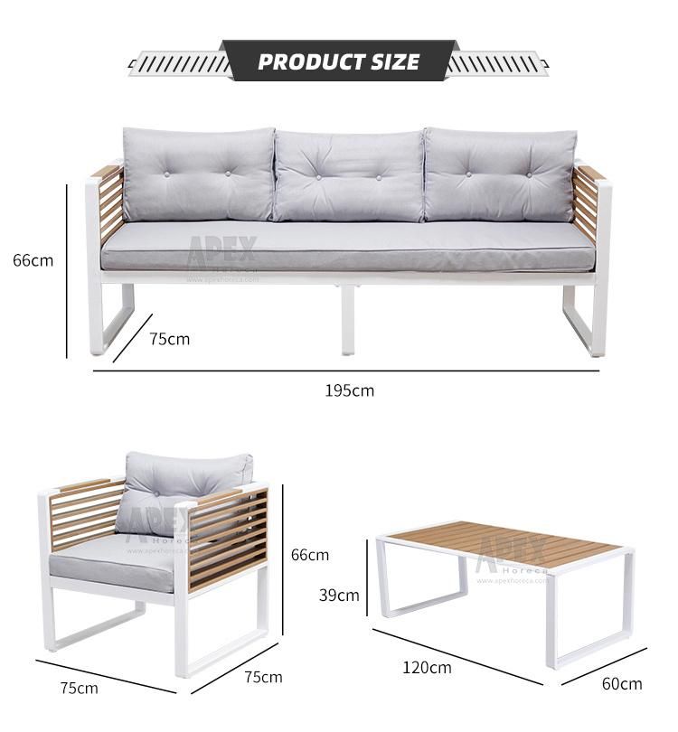 New Arrival Patio Aluminum Outdoor Garden Cushion Lounge Sofa Set