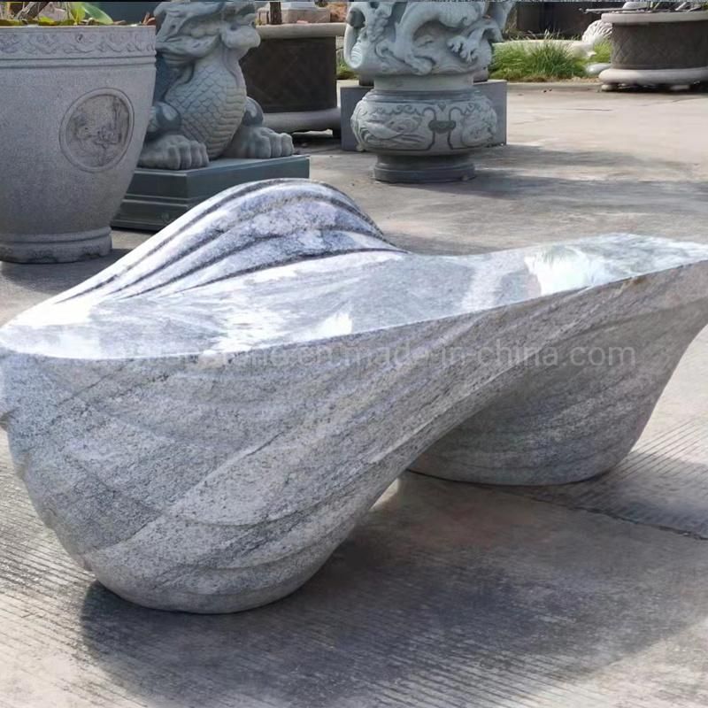 Granite Limestone Marble River Pebble Stone Bench for Park or Garden