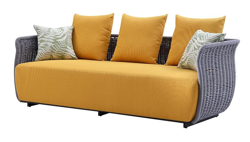Outdoor Wicker Rattan Modern Italian Design Balcony Garden Hotel Resort Villa Project Aluminum Frame Customized Terrace Leisure Sofa Furniture