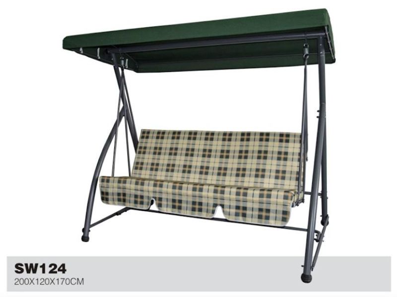 Three People Swing Chair with Curved Canopy