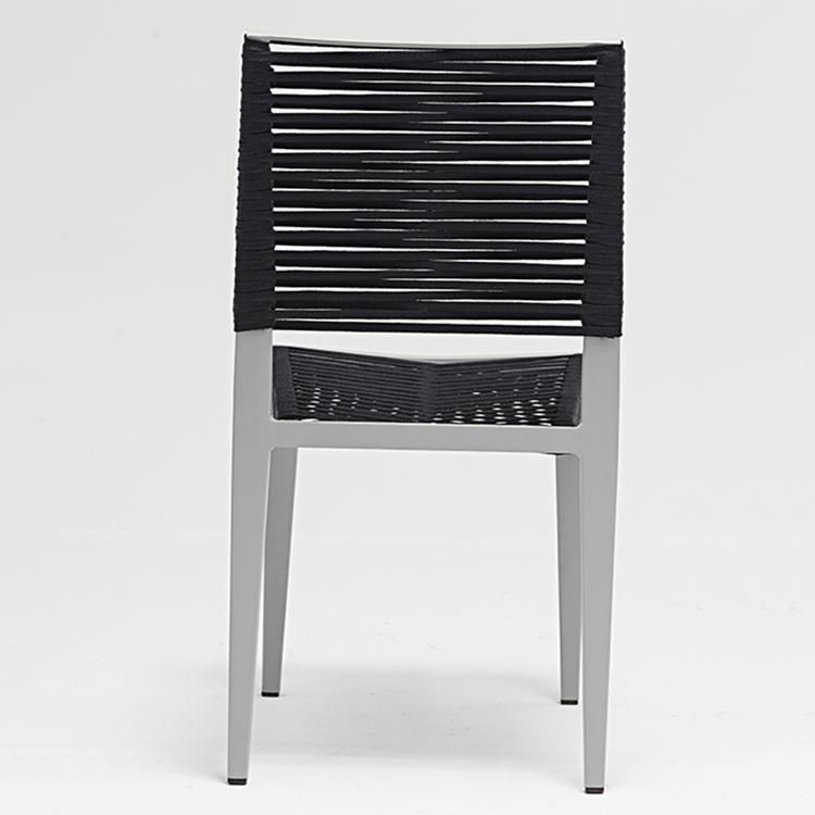 Cn Furniture Outdoor Garden Metal Black Rope Chair Cafe