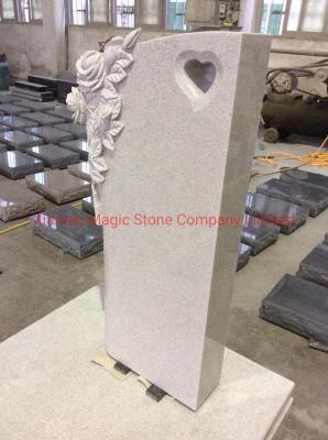 White Marble Granite Stone Headstones Cemetery Flower Carved Tombstone