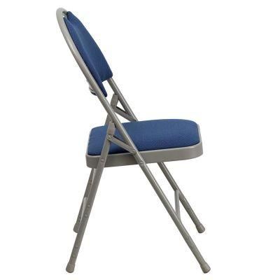 Beige Vinyl Metal Folding Chair with Easy-Carry Handle