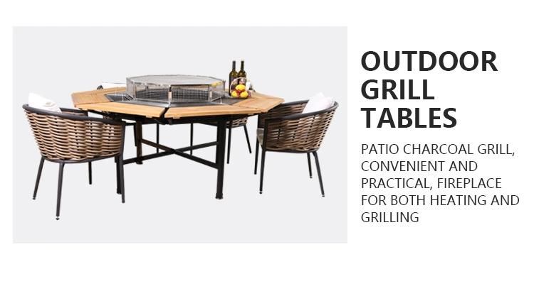 Rattan + Aluminium Simple Foshan Hotel Furniture Garden Dining Set