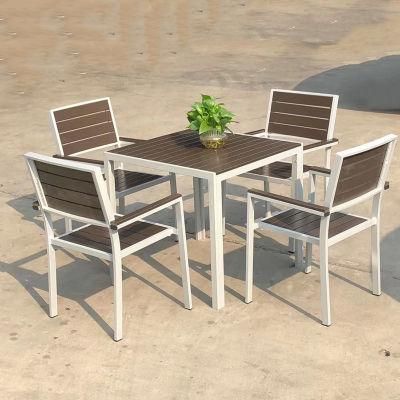 Plastic Teak Wood Outdoor Furniture Dining Table Set Outdoor Table and Chairs in Garden Sets
