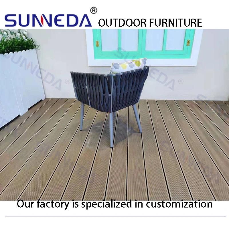 Hot Sale Restaurant Outdoor Garden Dining Furniture Patio Table and Rope Chair Set
