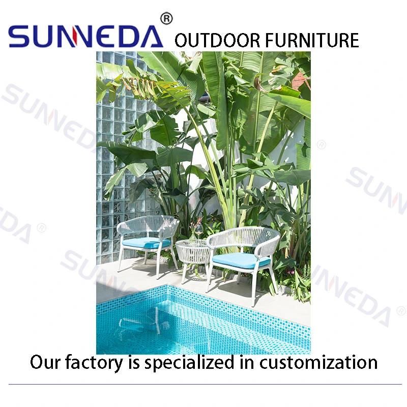 Hotel Villa Dining Table and Handmade Rattan Leisure Chair Rattan Woven Wicker Outdoor Furniture