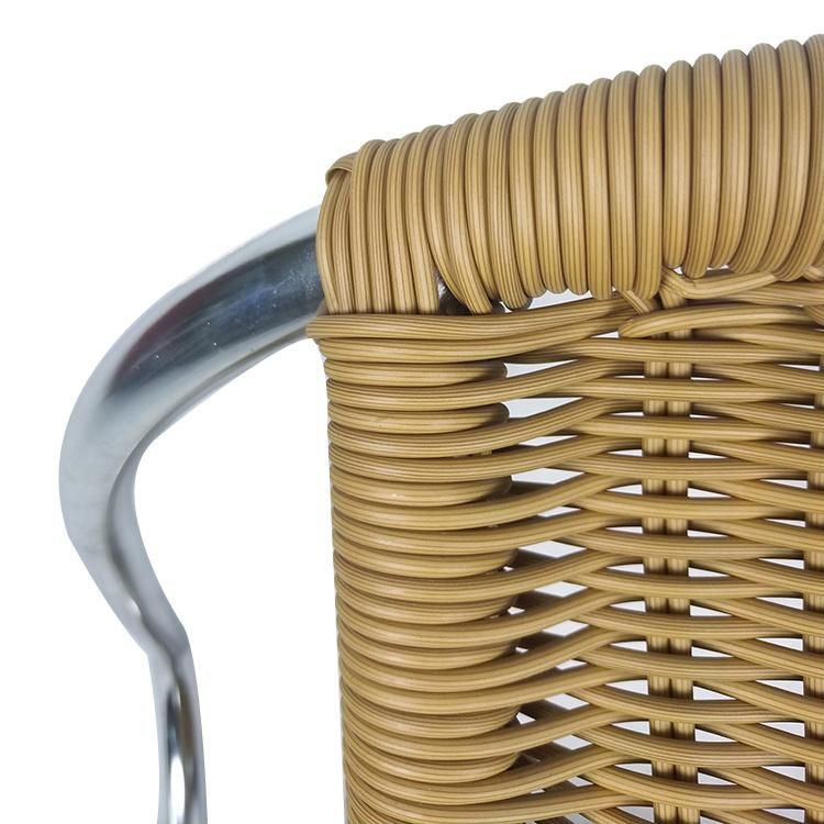 Fashion Beige Color PE Rattan Wicker Dining Chair Indoor and Outdoor Bull Head Garden Chair