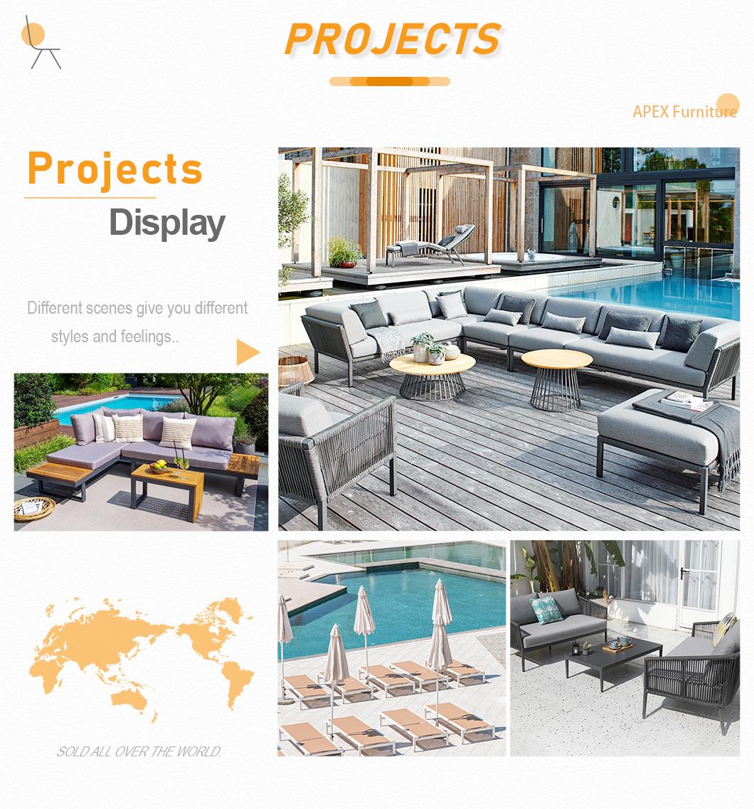 Modern Outdoor Home Garden Patio Swimming Pool Metal Aluminium Functional Furniture Lounge Leisure Corner Sofa with Coffee Table