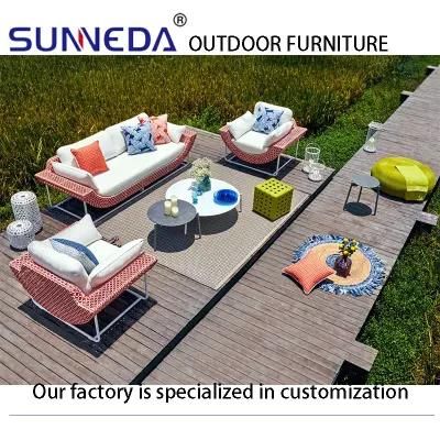 Outdoor Wicker Rattan Chair Mixed Color Sofa Garden Set Aluminum