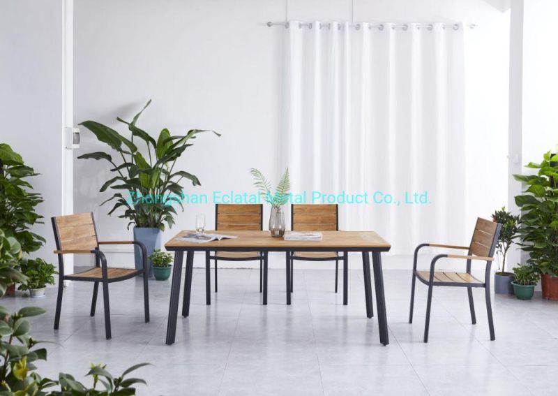 Outdoor Aluminum Patio Plastic Wood Outdoor Table Set Picnic Garden Furniture