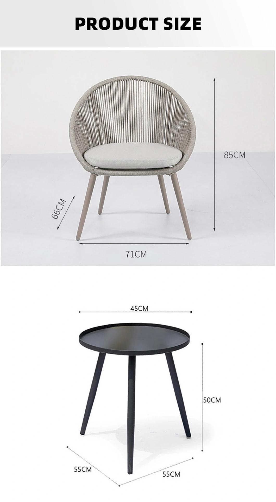 Outdoor Garden Balcony Bistro Furniture Rattan Woven Rope Chair Wholesale