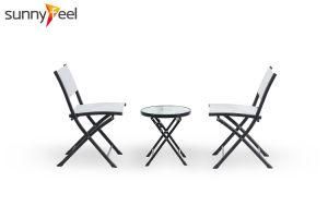 Outdoor Garden Furniture Set Textilene Folding Chair with Small Round Folding Table