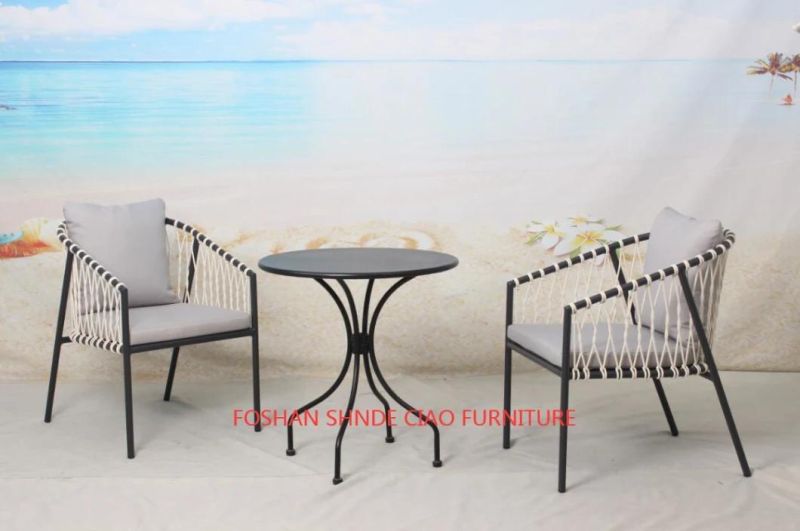 3PCS Aluminum Frame Powder Coating Rope Weaving Coffee Set Outdoor Furniture
