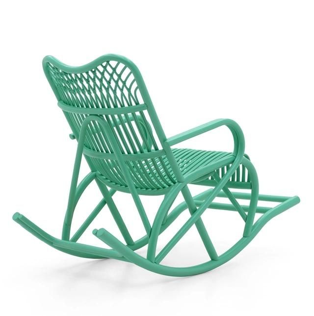 Natural Rattan Adult Rocking Leisure Balcony Cane Elderly Lounger Chair