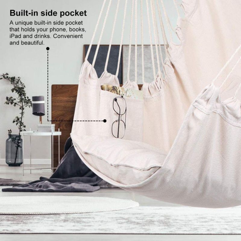 XXL 100% Cotton Lounge Two Pillow Removable Hanging Chair