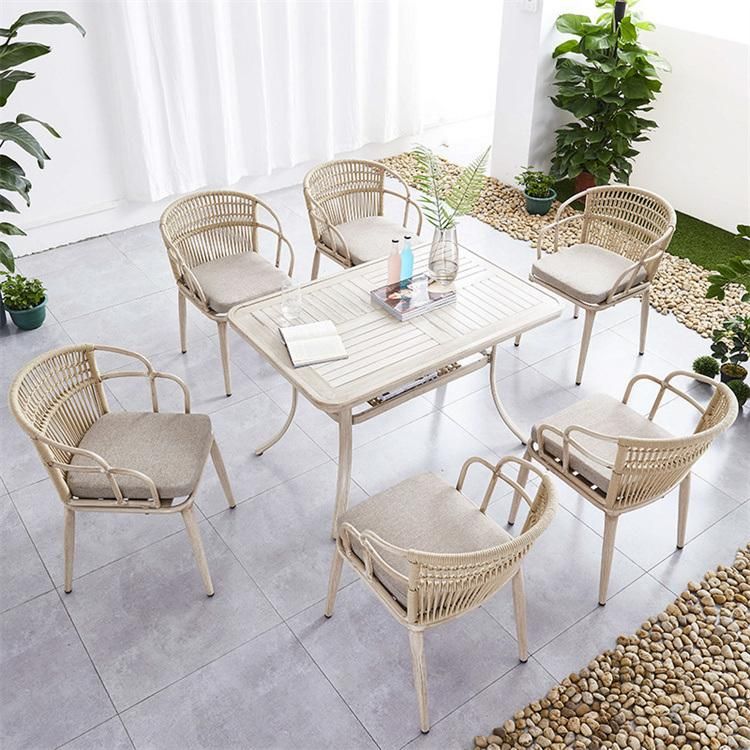 Outdoor Furniture Aluminum Dining Table Sets Garden Rope Chairs