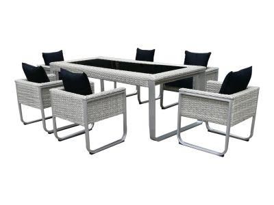 Popular 6 Seater Outdoor Patio Rattan Furniture Wicker Dining Garden Set