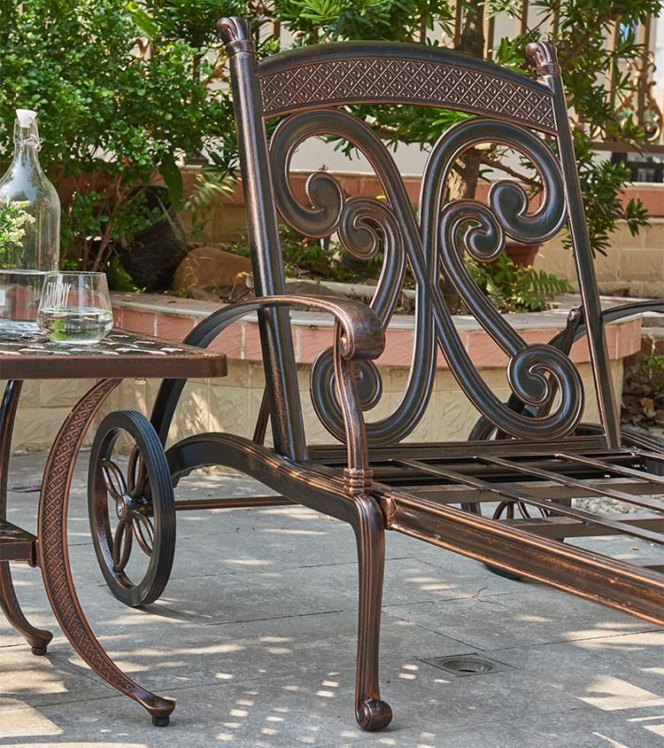 Cast Aluminum Sun Loungers Chair Garden Hotel Outdoor Furniture