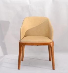 Restaurant Comfortable Armchair PU Wood Dining Chair