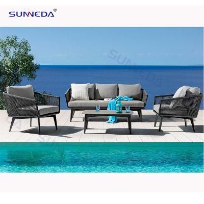 Modern Outdoor Garden Furniture Patio Hotel Aluminum Frame Thick Rope Sofa Set
