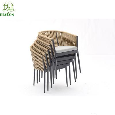 Classical Design Metal Woven Black Rope Weaving Chair for Garden