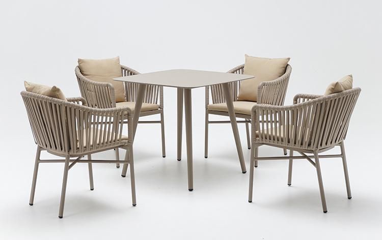 4 Seaters Restaurant Outdoor Rope Aluminum Table and Chair Set