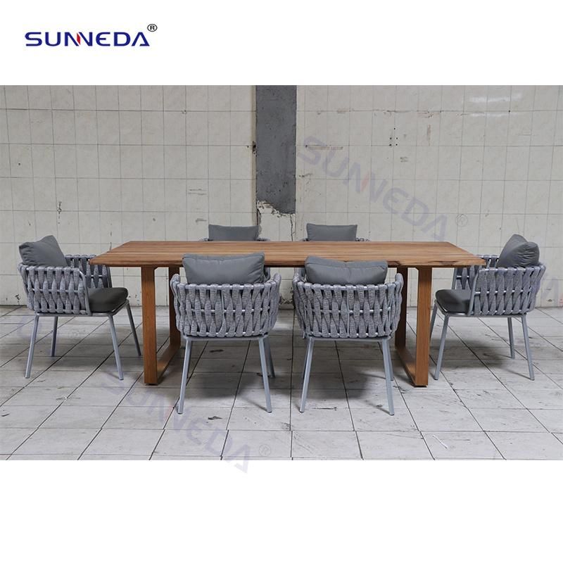 Commercial Outdoor Furniture Rope Design Garden Patio Table and Chair Rope Outdoor Dining Set