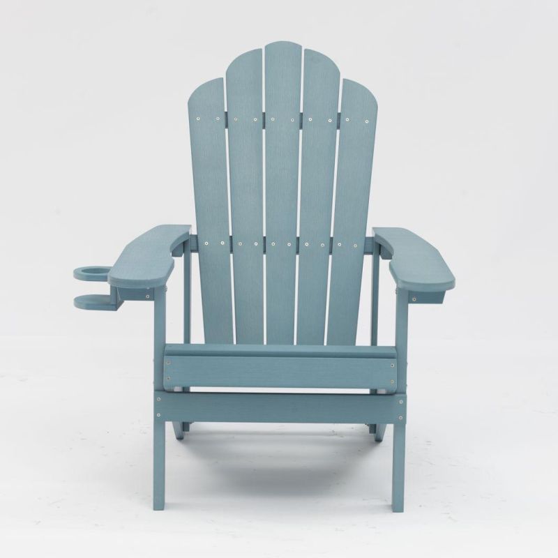 High Quality Plastic Wood Sun Lounger Outdoor Leisure Lounger Unique Beach Adirondack Chair with Cup Holder